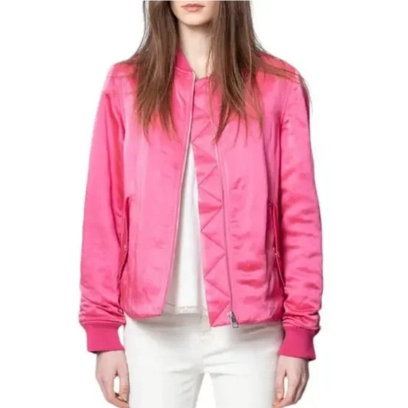 Zadig & Voltaire Ben Pink Fushia Bomber Jacket - Picture 1 of 10
